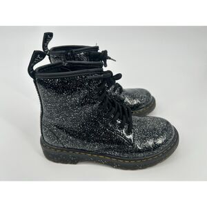 Dr Martens 1460 Cosmic Glitter Youth Sz 1 Black Patent Leather Boots Sparkles